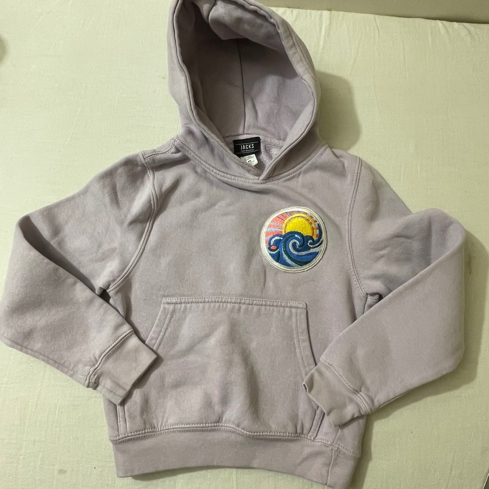 Jacks‎ Surfboards XS Kids Hoodie Lavender Pullover Sun Wave Graphic Sweatshirt